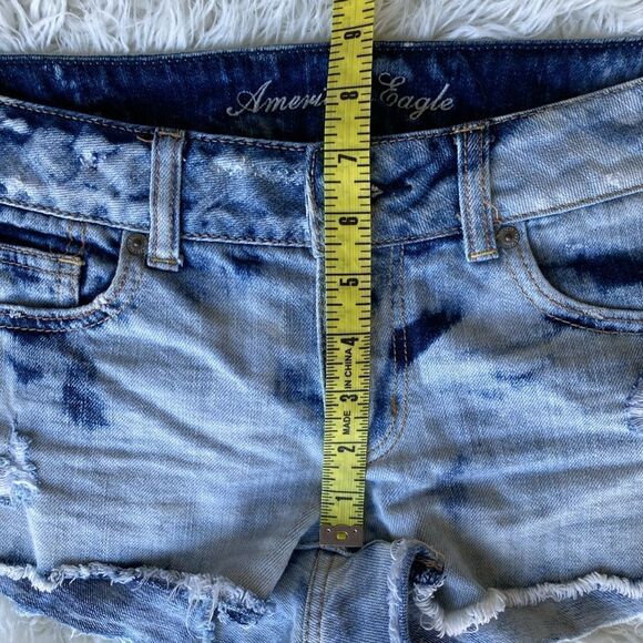 American Eagle Outfitters Distressed Embellished Tye Dye Raw Hem Shorts Sz 2 - Picture 10 of 12